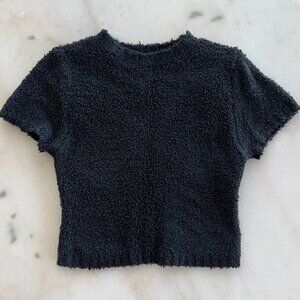 SKIMS I COZY KNIT CROPPED T-SHIRT | ONYX S/M